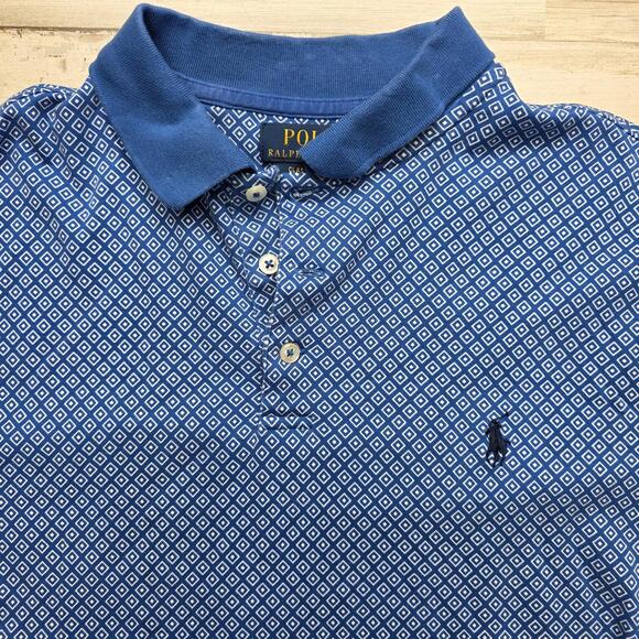 POLO RALPH LAUREN Men's LG Classic Fit Blue Geometric All Over Print Diamond - Picture 2 of 6